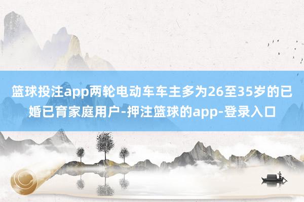 篮球投注app两轮电动车车主多为26至35岁的已婚已育家庭用户-押注篮球的app-登录入口