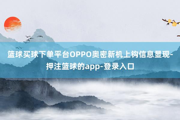 篮球买球下单平台OPPO奥密新机上钩　　信息显现-押注篮球的app-登录入口