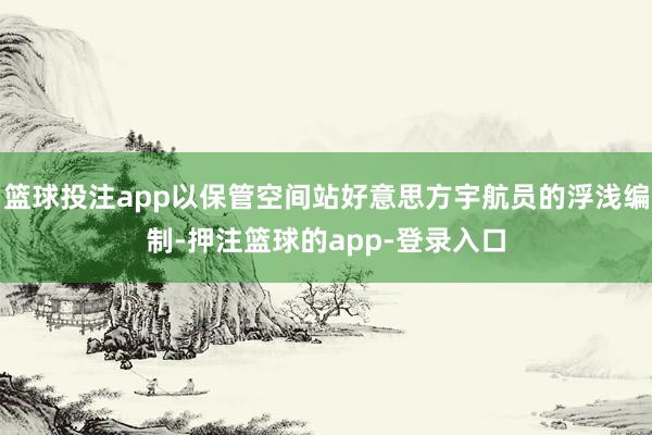 篮球投注app以保管空间站好意思方宇航员的浮浅编制-押注篮球的app-登录入口