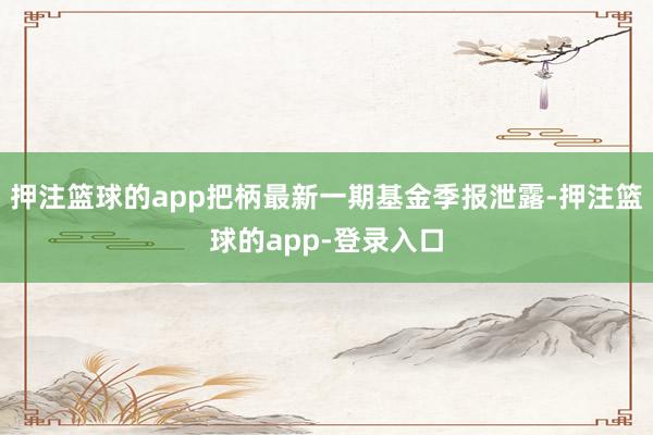 押注篮球的app把柄最新一期基金季报泄露-押注篮球的app-登录入口