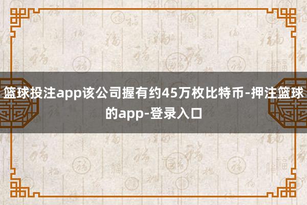 篮球投注app该公司握有约45万枚比特币-押注篮球的app-登录入口