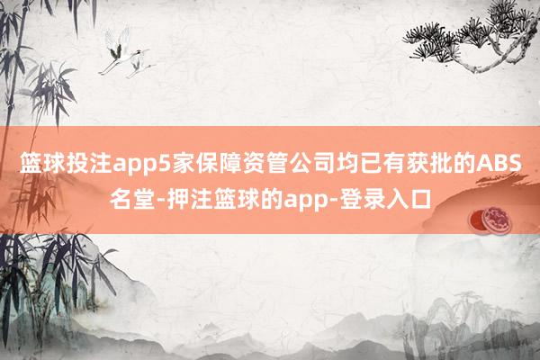 篮球投注app5家保障资管公司均已有获批的ABS名堂-押注篮球的app-登录入口