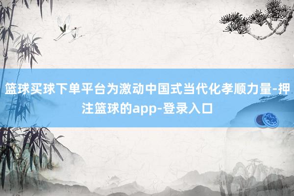 篮球买球下单平台为激动中国式当代化孝顺力量-押注篮球的app-登录入口