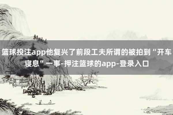 篮球投注app他复兴了前段工夫所谓的被拍到“开车寝息”一事-押注篮球的app-登录入口
