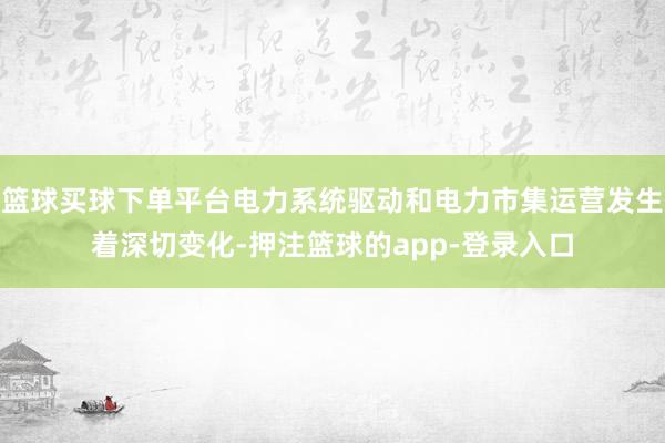 篮球买球下单平台电力系统驱动和电力市集运营发生着深切变化-押注篮球的app-登录入口