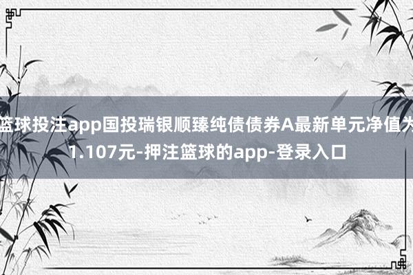 篮球投注app国投瑞银顺臻纯债债券A最新单元净值为1.107元-押注篮球的app-登录入口