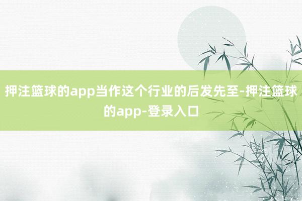 押注篮球的app当作这个行业的后发先至-押注篮球的app-登录入口